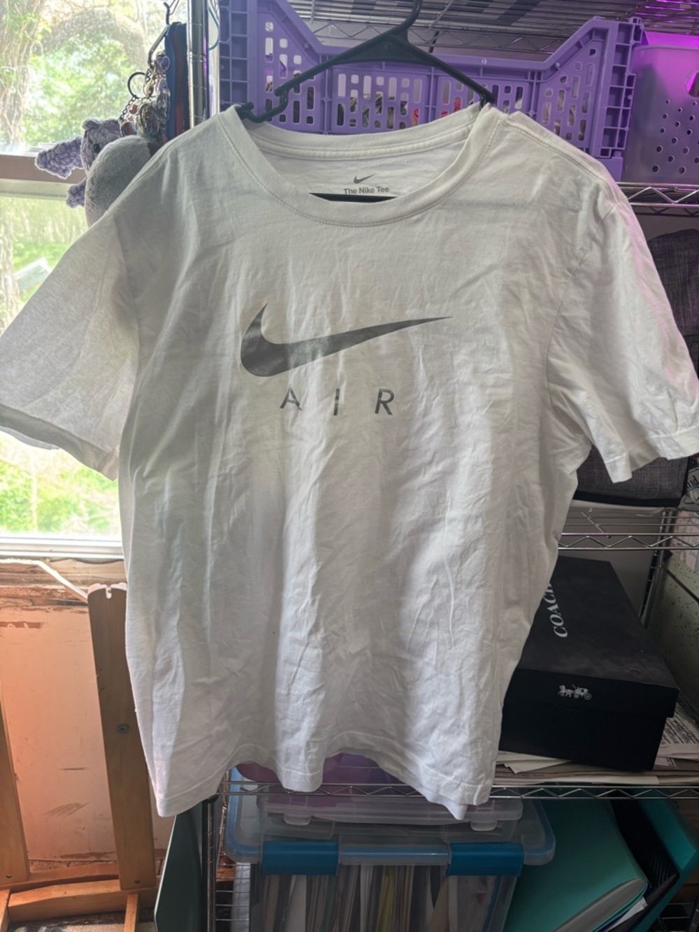 Nike White T-Shirt with Metallic Silver Swoosh